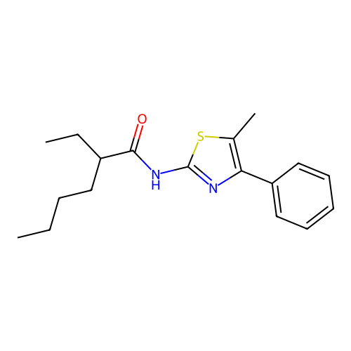 2-ethyl-N-(5-methyl-4-phenyl-1,3-thiazol-2-yl)hexanamide structure