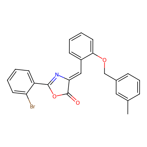 (4Z)-2-(2-bromophenyl)-4-[[2-[(3-methylphenyl)methoxy]phenyl]methylidene]-1,3-oxazol-5-one structure