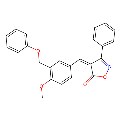 (4Z)-4-[[4-methoxy-3-(phenoxymethyl)phenyl]methylidene]-3-phenyl-1,2-oxazol-5-one structure