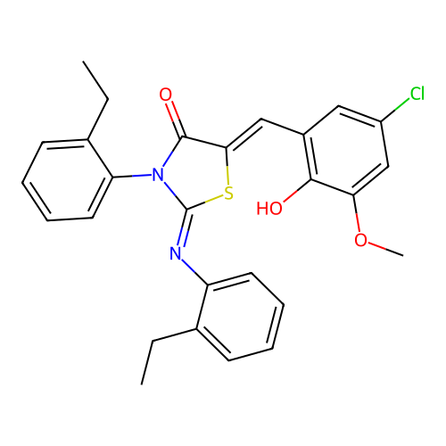 5-(5-chloro-2-hydroxy-3-methoxybenzylidene)-3-(2-ethylphenyl)-2-[(2-ethylphenyl)imino]-1,3-thiazolidin-4-one structure