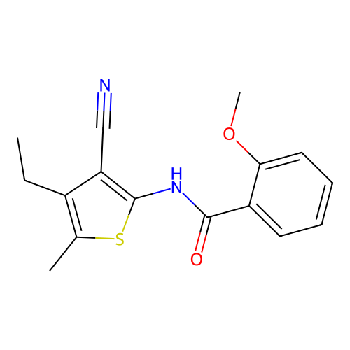 N-(3-cyano-4-ethyl-5-methylthiophen-2-yl)-2-methoxybenzamide structure