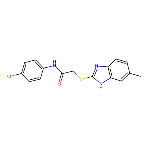 N-(4-chlorophenyl)-2-[(6-methyl-1H-benzimidazol-2-yl)sulfanyl]acetamide structure