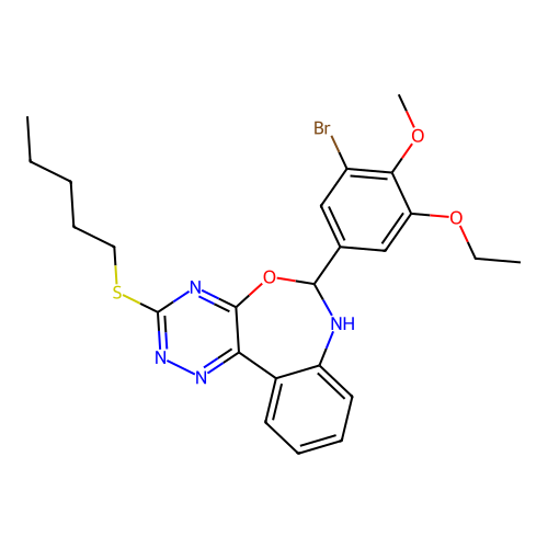6-(3-bromo-5-ethoxy-4-methoxyphenyl)-3-(pentylsulfanyl)-6,7-dihydro[1,2,4]triazino[5,6-d][3,1]benzoxazepine structure