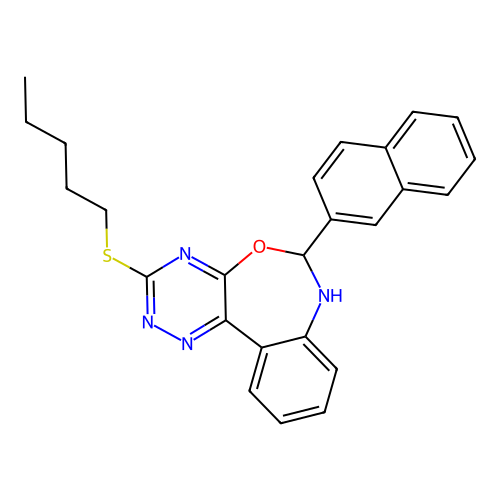 6-(2-naphthyl)-3-(pentylsulfanyl)-6,7-dihydro[1,2,4]triazino[5,6-d][3,1]benzoxazepine structure