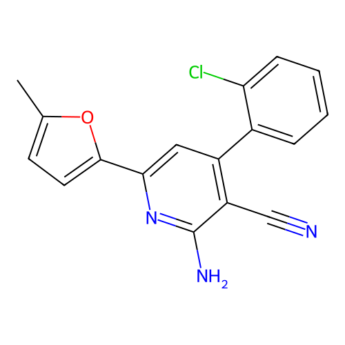 2-Amino-4-(2-chlorophenyl)-6-(5-methyl-2-furyl)nicotinonitrile structure