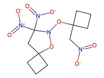 7,7-Dinitro-6-((1-(nitromethyl)cyclobutyl)oxy)-5-oxa-6-azaspiro(3.4)octane structure