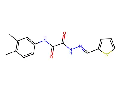N-(3,4-dimethylphenyl)-N'-[(E)-thiophen-2-ylmethylideneamino]oxamide structure