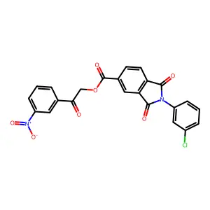 [2-(3-nitrophenyl)-2-oxoethyl] 2-(3-chlorophenyl)-1,3-dioxoisoindole-5-carboxylate structure