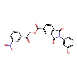 [2-(3-nitrophenyl)-2-oxoethyl] 2-(3-hydroxyphenyl)-1,3-dioxoisoindole-5-carboxylate structure