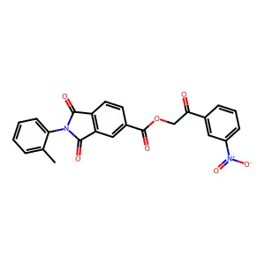 [2-(3-nitrophenyl)-2-oxoethyl] 2-(2-methylphenyl)-1,3-dioxoisoindole-5-carboxylate structure