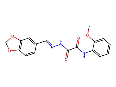 N'-[(E)-1,3-benzodioxol-5-ylmethylideneamino]-N-(2-methoxyphenyl)oxamide structure