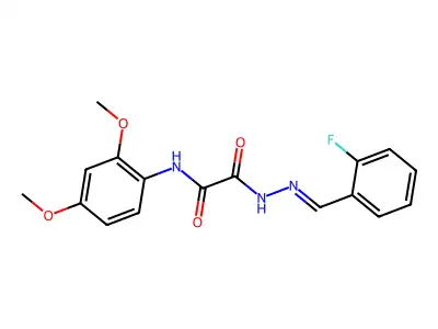 N-(2,4-dimethoxyphenyl)-N'-[(E)-(2-fluorophenyl)methylideneamino]oxamide structure