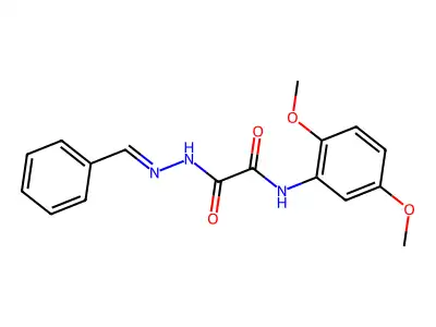 N'-[(E)-benzylideneamino]-N-(2,5-dimethoxyphenyl)oxamide structure