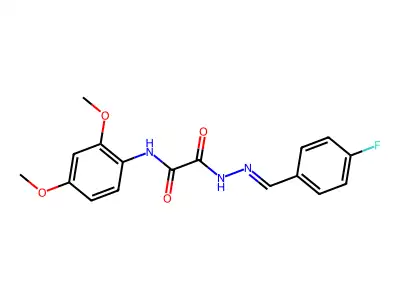 N-(2,4-dimethoxyphenyl)-N'-[(E)-(4-fluorophenyl)methylideneamino]oxamide structure