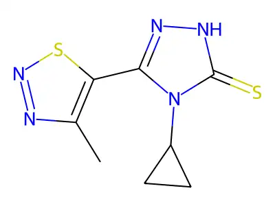 4-cyclopropyl-5-(4-methyl-1,2,3-thiadiazol-5-yl)-4H-1,2,4-triazole-3-thiol structure