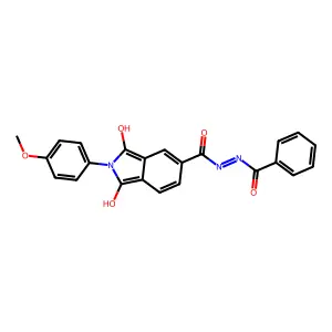 N'-benzoyl-2-(4-methoxyphenyl)-1,3-dioxoisoindole-5-carbohydrazide structure