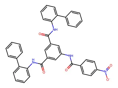 5-[(4-nitrobenzoyl)amino]-1-N,3-N-bis(2-phenylphenyl)benzene-1,3-dicarboxamide structure