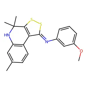 N-(3-methoxyphenyl)-4,4,7-trimethyl-5H-dithiolo[3,4-c]quinolin-1-imine structure