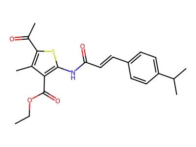 Ethyl 5-acetyl-4-methyl-2-[3-(4-propan-2-ylphenyl)prop-2-enoylamino]thiophene-3-carboxylate structure