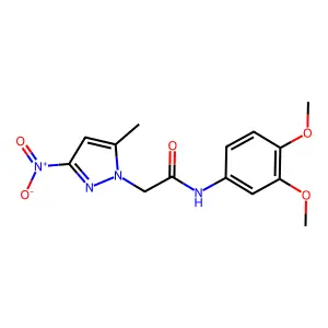 N-(3,4-dimethoxyphenyl)-2-(5-methyl-3-nitropyrazol-1-yl)acetamide structure