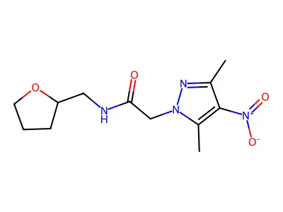 2-(3,5-dimethyl-4-nitropyrazol-1-yl)-N-(oxolan-2-ylmethyl)acetamide structure