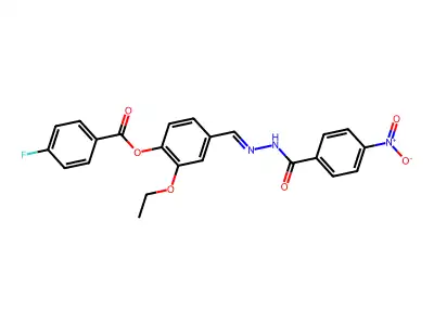 2-ethoxy-4-[(Z)-{2-[(4-nitrophenyl)carbonyl]hydrazinylidene}methyl]phenyl 4-fluorobenzoate structure