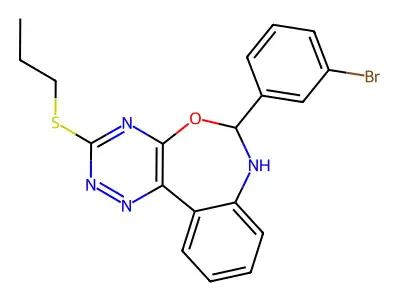 6-(3-bromophenyl)-3-(propylsulfanyl)-6,7-dihydro[1,2,4]triazino[5,6-d][3,1]benzoxazepine structure