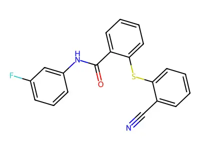 2-[(2-cyanophenyl)sulfanyl]-N-(3-fluorophenyl)benzamide structure
