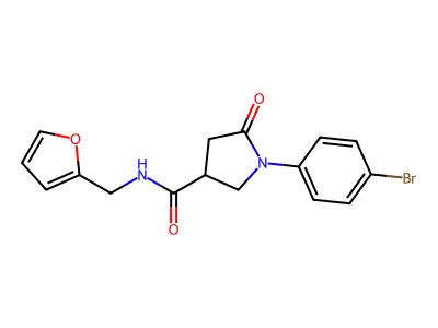 1-(4-bromophenyl)-N-(furan-2-ylmethyl)-5-oxopyrrolidine-3-carboxamide structure