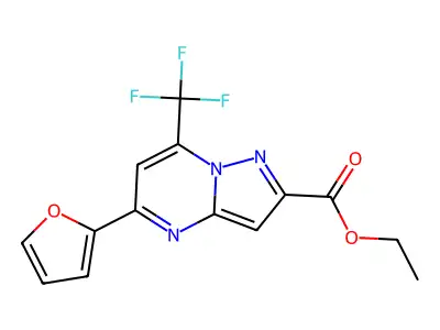Ethyl 5-(furan-2-yl)-7-(trifluoromethyl)pyrazolo[1,5-a]pyrimidine-2-carboxylate structure