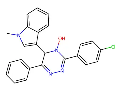 3-[3-(4-chlorophenyl)-4-hydroxy-6-phenyl-5H-1,2,4-triazin-5-yl]-1-methylindole structure