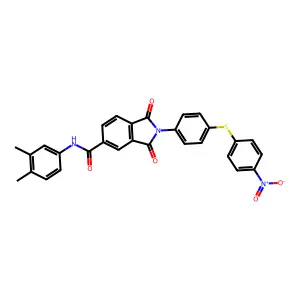 N-(3,4-dimethylphenyl)-2-[4-(4-nitrophenyl)sulfanylphenyl]-1,3-dioxoisoindole-5-carboxamide structure