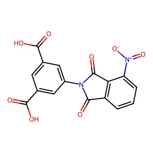 5-(4-nitro-1,3-dioxo-1,3-dihydro-2H-isoindol-2-yl)benzene-1,3-dicarboxylic acid structure