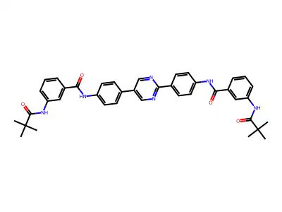 N,N'-(pyrimidine-2,5-diyldibenzene-4,1-diyl)bis{3-[(2,2-dimethylpropanoyl)amino]benzamide} structure
