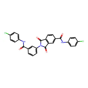 N-(4-chlorophenyl)-2-[3-[(4-chlorophenyl)carbamoyl]phenyl]-1,3-dioxoisoindole-5-carboxamide structure