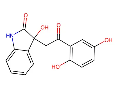 3-[2-(2,5-dihydroxyphenyl)-2-oxoethyl]-3-hydroxy-1,3-dihydro-2H-indol-2-one structure