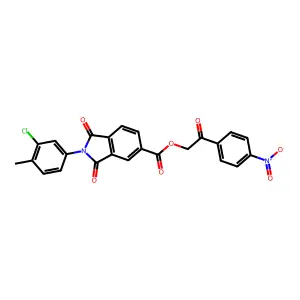 [2-(4-nitrophenyl)-2-oxoethyl] 2-(3-chloro-4-methylphenyl)-1,3-dioxoisoindole-5-carboxylate structure