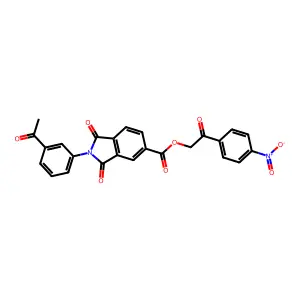 [2-(4-nitrophenyl)-2-oxoethyl] 2-(3-acetylphenyl)-1,3-dioxoisoindole-5-carboxylate structure