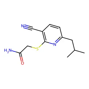 2-[3-Cyano-6-(2-methylpropyl)pyridin-2-yl]sulfanylacetamide structure