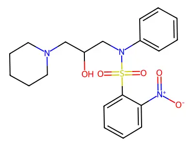 N-(2-hydroxy-3-piperidin-1-ylpropyl)-2-nitro-N-phenylbenzenesulfonamide structure