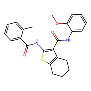N-(2-methoxyphenyl)-2-[(2-methylbenzoyl)amino]-4,5,6,7-tetrahydro-1-benzothiophene-3-carboxamide structure