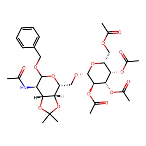 2-(Acetylamino)-1-O-benzyl-2-deoxy-3,4-O-isopropylidene-6-O-(2,3,4,6-tetra-O-acetyl-b-D-galactopyranosyl)-D-galactopyranoside structure