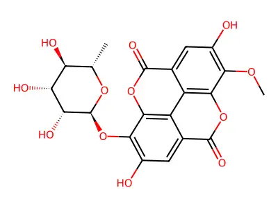 3-O-methylellagic acid 3'-O-alpha-rhamnopyranoside structure