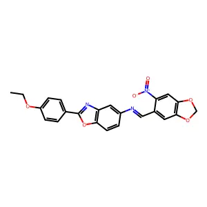 2-(4-ethoxyphenyl)-5-[({6-nitro-1,3-benzodioxol-5-yl}methylene)amino]-1,3-benzoxazole structure