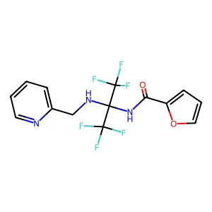N-[1,1,1,3,3,3-hexafluoro-2-(pyridin-2-ylmethylamino)propan-2-yl]furan-2-carboxamide structure