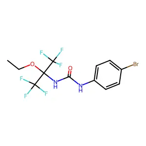 N-(4-bromophenyl)-N'-[1-ethoxy-2,2,2-trifluoro-1-(trifluoromethyl)ethyl]urea structure