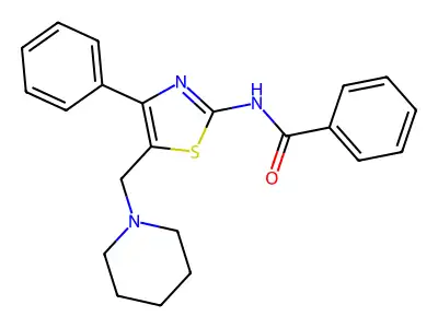 N-[(2Z)-4-phenyl-5-(piperidin-1-ylmethyl)-1,3-thiazol-2(3H)-ylidene]benzamide structure
