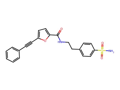 5-(2-phenylethynyl)-N-[2-(4-sulfamoylphenyl)ethyl]furan-2-carboxamide structure