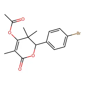 2-(4-Bromophenyl)-3,3,5-trimethyl-6-oxo-3,6-dihydro-2H-pyran-4-yl acetate structure