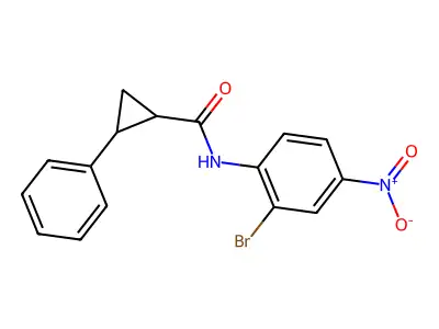 N-(2-bromo-4-nitrophenyl)-2-phenylcyclopropane-1-carboxamide structure